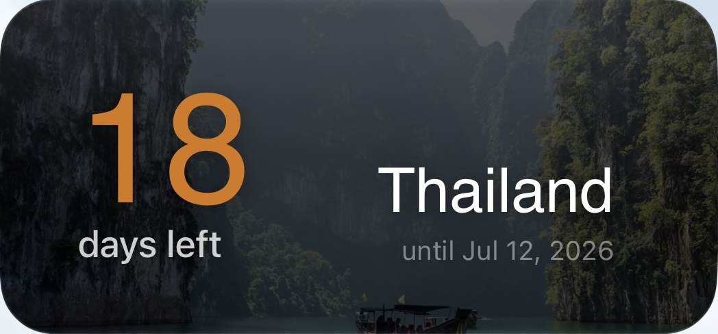 Visa Run home screen widget showing days remaining
